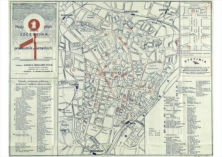 Mapy, plany, geografia i okolice - Mały plan miasta Szczecina i przewodnik po urzędach 1948.jpg