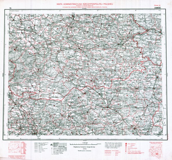Mapa administracyjna Rzeczypospolitej Polskiej 1-300.000 - 76 - Arkusz 32 ZAMOŚĆ WIG 1937.jpg