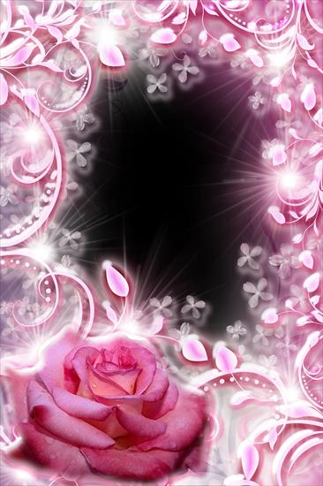 Ramki Photoshop Romantyczne - Glamour Flowery Frame - Pink Dreams.png