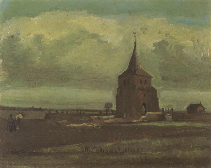 792 paintings 600dpi - 030. The Old Nuetens Tower with Peasant, Nuenen 1884.jpg