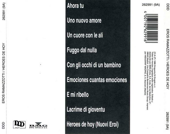 Eros Ramazzotti - Album 1986 - Heroes De Hoy version espagnole - back.jpg
