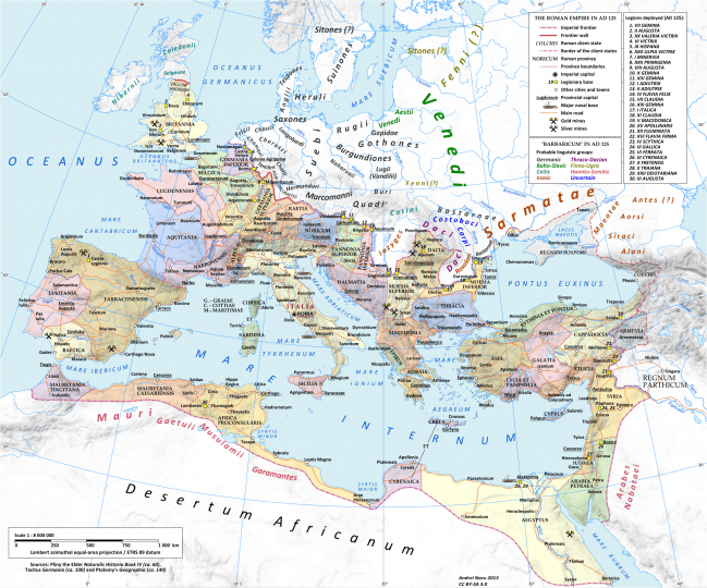 Rzym starożytny - geografia historyczna - obrazy - 2-13. Mapa imperium za cesarza Trajana.png