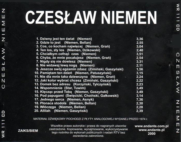 Czeslaw Niemen - Zlote Przeboje - Czeslaw Niemen-Zlote Przebojeback1.jpg