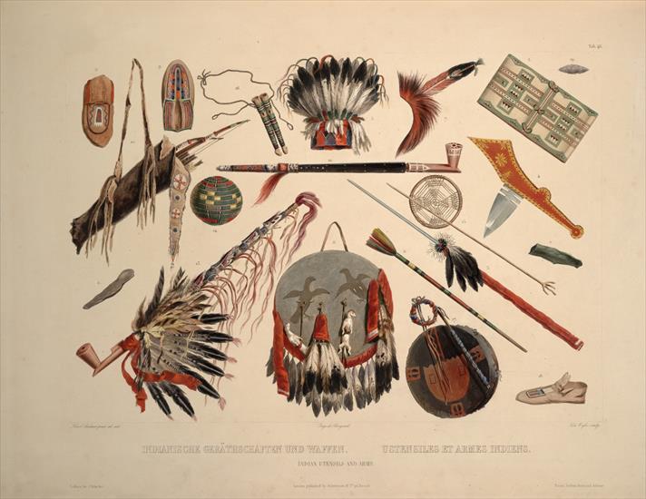 1809-1893 Karl Bodmer - 1839 Karl Bodmer 81 - Indian Utensils And Arms.jpg
